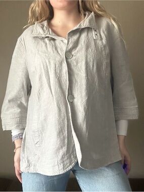 JH Collectibles 3X Linen Blend Buckle Detail Jacket